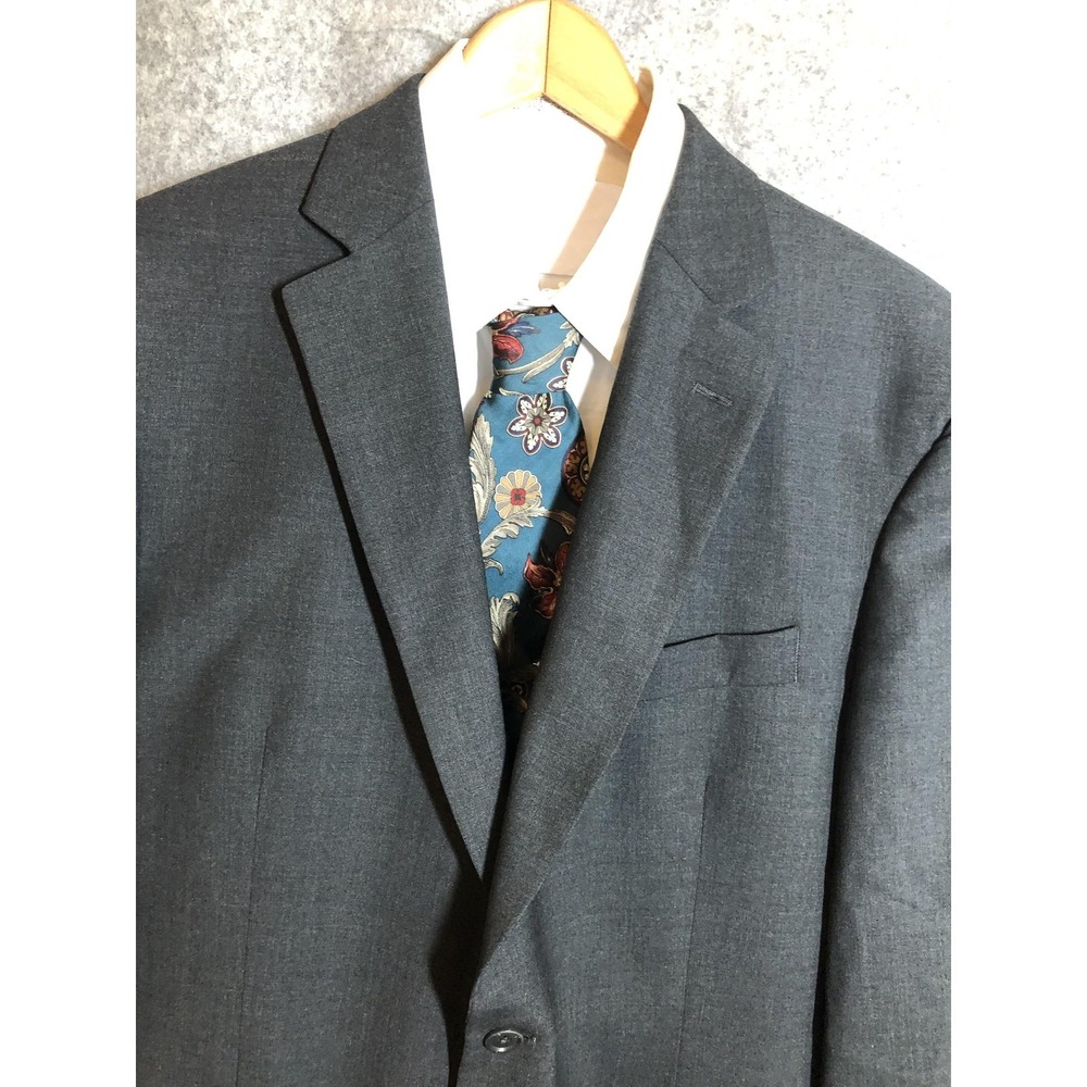 Brooks Brothers Suit Jacket Mens 44R Gray Wool Stretch Two Button Notch Lapel